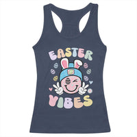 Groovy Easter Vibes Racerback Tank Top Retro Bunny Smile Eggs - Wonder Print Shop