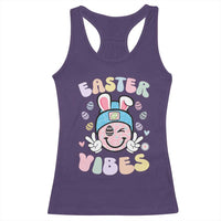 Groovy Easter Vibes Racerback Tank Top Retro Bunny Smile Eggs - Wonder Print Shop