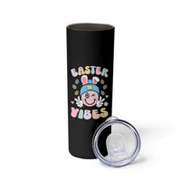 Groovy Easter Vibes Skinny Tumbler Retro Bunny Smile Eggs - Wonder Print Shop