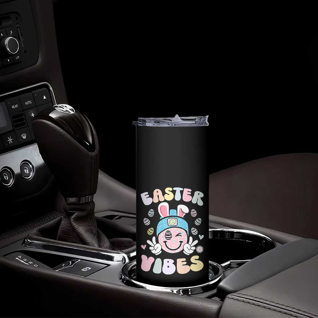 Groovy Easter Vibes Skinny Tumbler Retro Bunny Smile Eggs - Wonder Print Shop