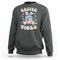 Groovy Easter Vibes Sweatshirt Retro Bunny Smile Eggs - Wonder Print Shop