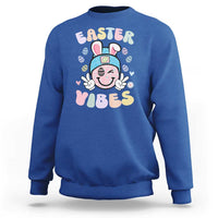 Groovy Easter Vibes Sweatshirt Retro Bunny Smile Eggs - Wonder Print Shop