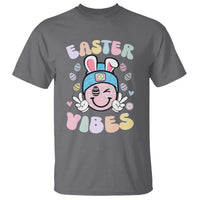 Groovy Easter Vibes T Shirt Retro Bunny Smile Eggs - Wonder Print Shop