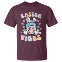 Groovy Easter Vibes T Shirt Retro Bunny Smile Eggs - Wonder Print Shop