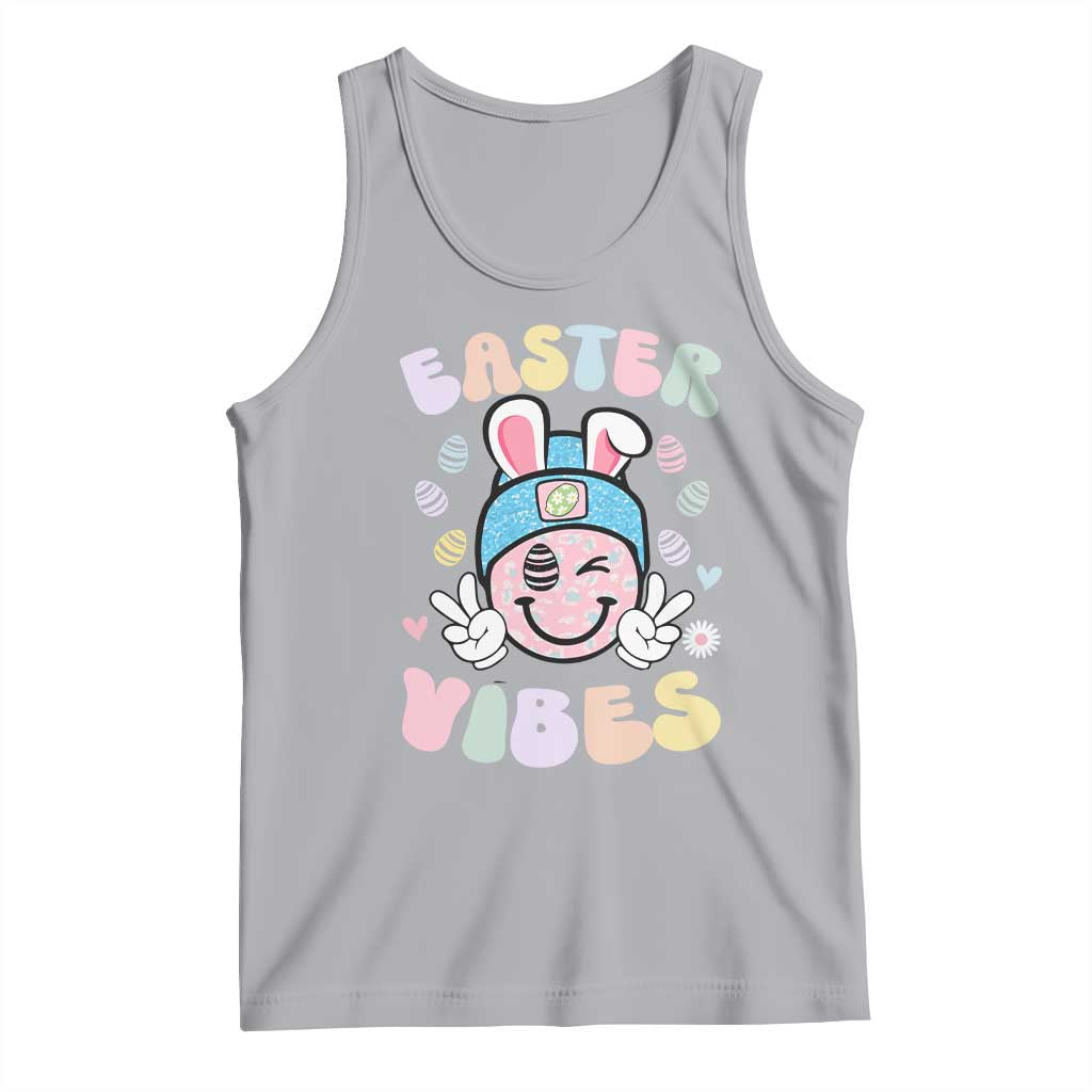 Groovy Easter Vibes Tank Top Retro Bunny Smile Eggs - Wonder Print Shop
