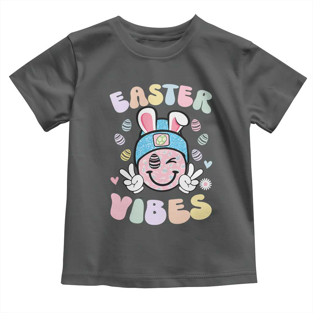 Groovy Easter Vibes Toddler T Shirt Retro Bunny Smile Eggs - Wonder Print Shop