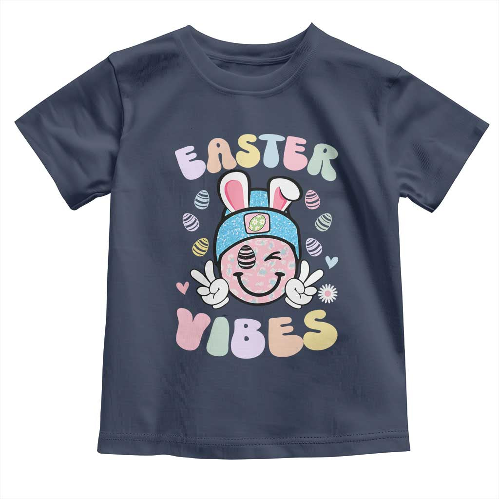 Groovy Easter Vibes Toddler T Shirt Retro Bunny Smile Eggs - Wonder Print Shop