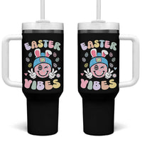 Groovy Easter Vibes Tumbler With Handle Retro Bunny Smile Eggs - Wonder Print Shop