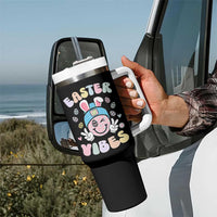 Groovy Easter Vibes Tumbler With Handle Retro Bunny Smile Eggs - Wonder Print Shop