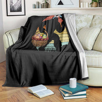 Bigfoot Easter Throw Blanket Bunny Sasquatch Eggs Retro - Wonder Print Shop