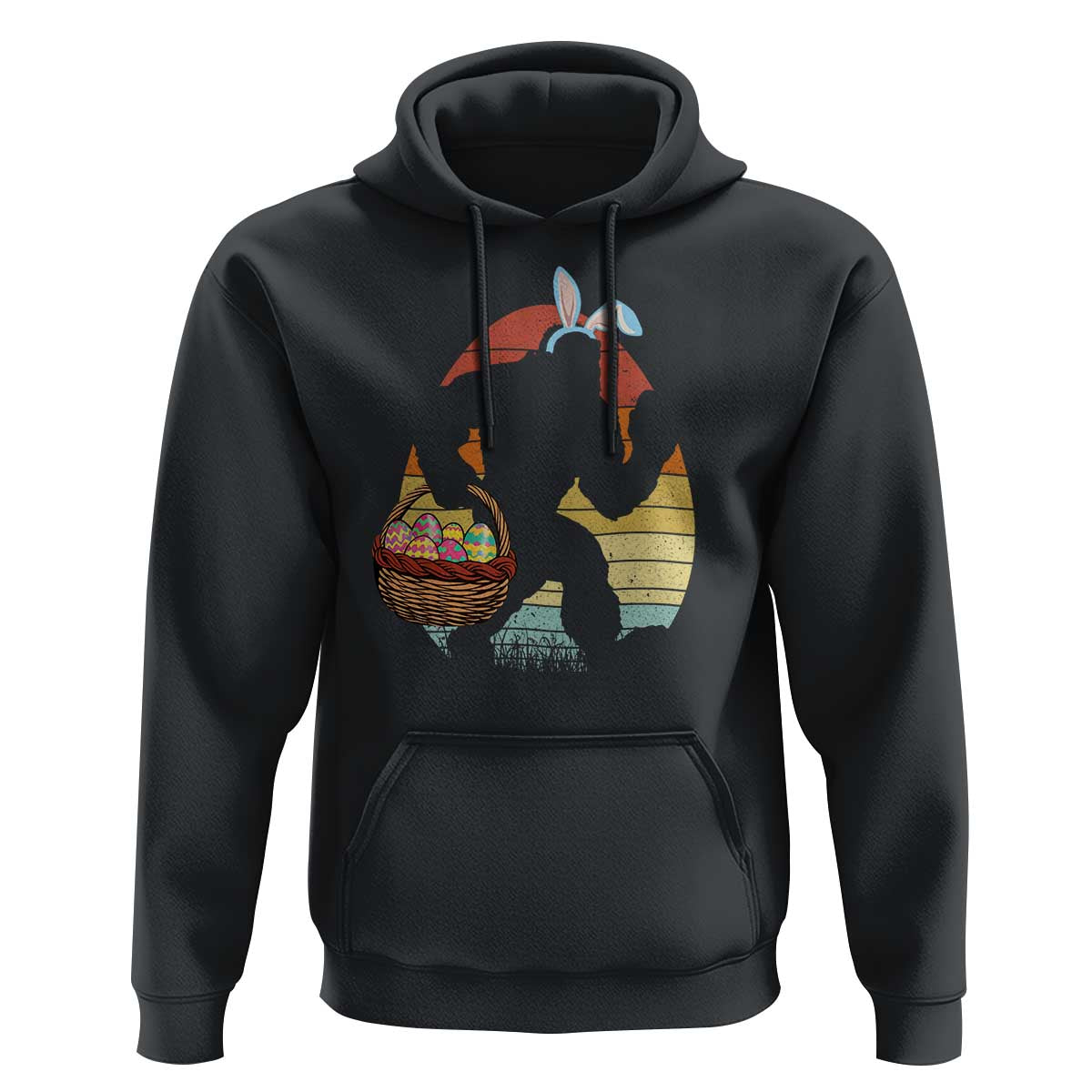 Bigfoot Easter Hoodie Bunny Sasquatch Eggs Retro - Wonder Print Shop