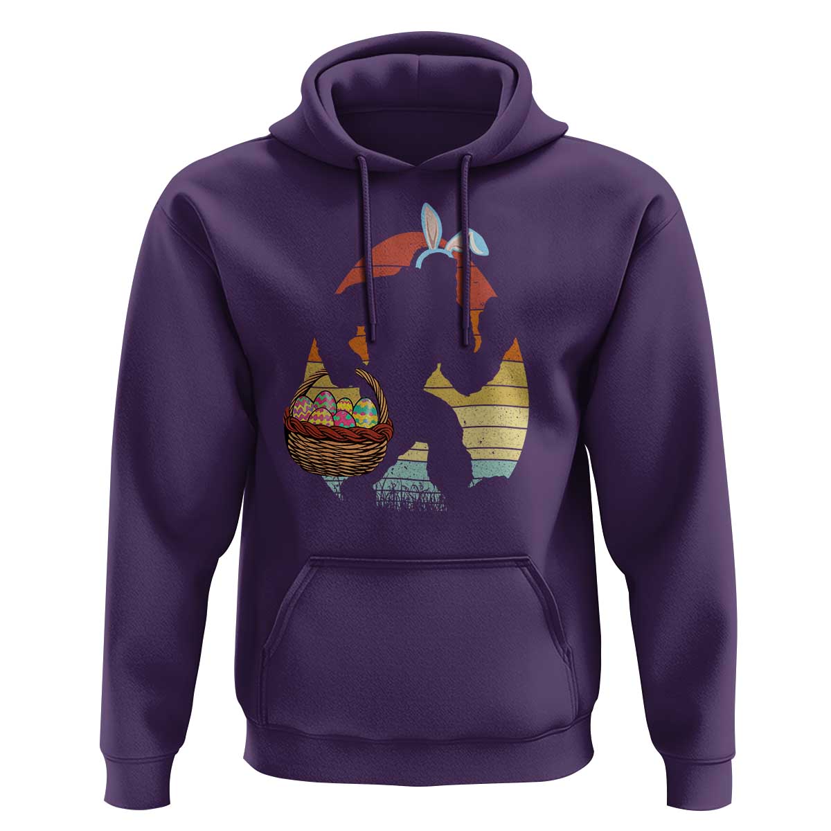 Bigfoot Easter Hoodie Bunny Sasquatch Eggs Retro - Wonder Print Shop