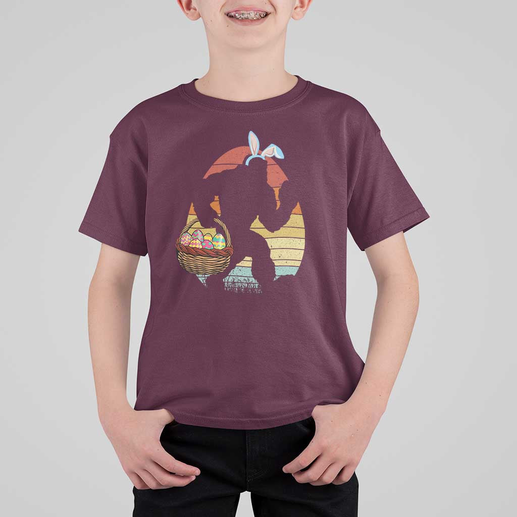 Bigfoot Easter T Shirt For Kid Bunny Sasquatch Eggs Retro - Wonder Print Shop