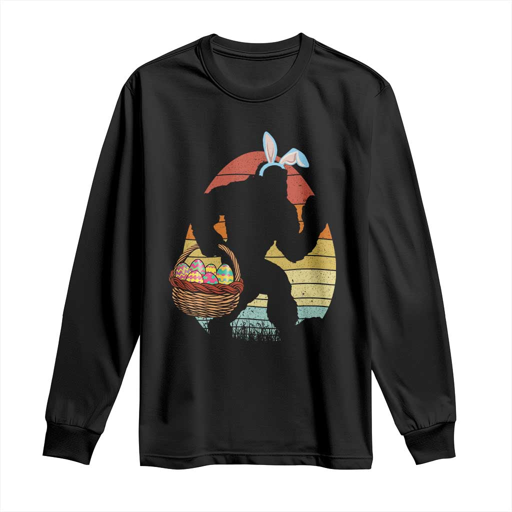 Bigfoot Easter Long Sleeve Shirt Bunny Sasquatch Eggs Retro - Wonder Print Shop