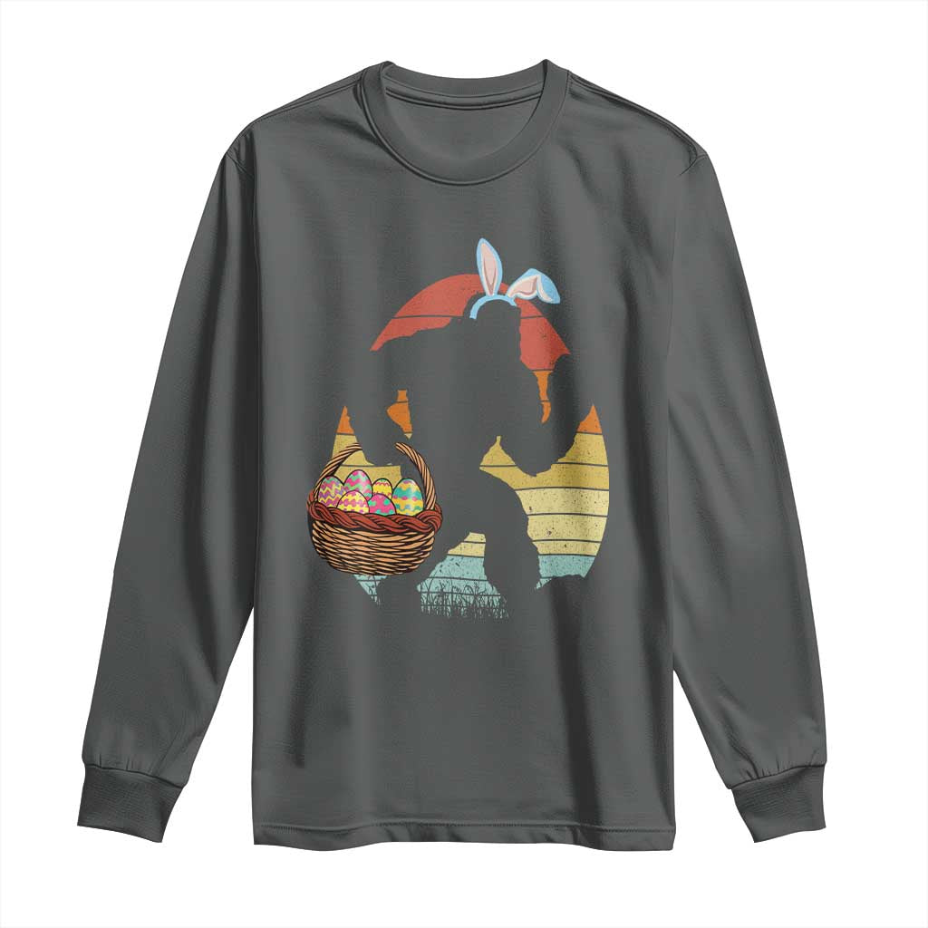 Bigfoot Easter Long Sleeve Shirt Bunny Sasquatch Eggs Retro - Wonder Print Shop