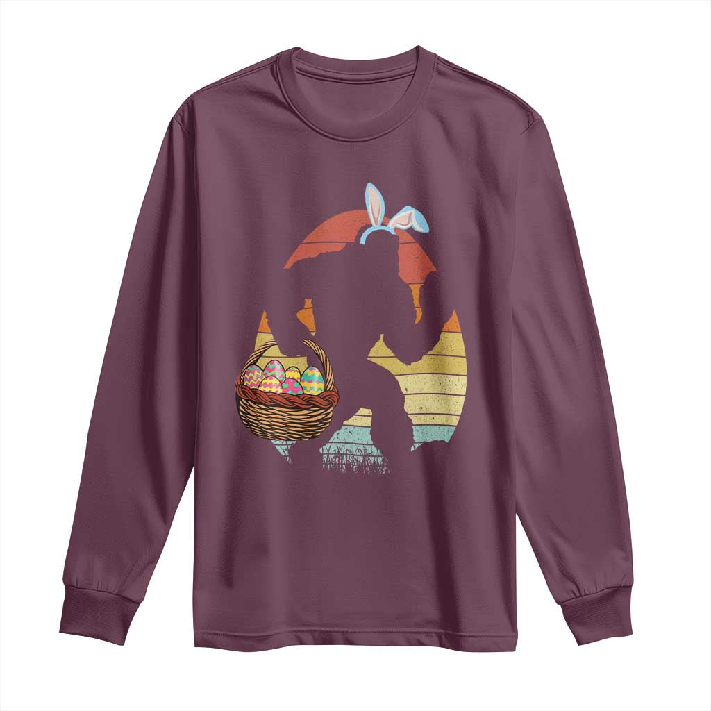 Bigfoot Easter Long Sleeve Shirt Bunny Sasquatch Eggs Retro - Wonder Print Shop