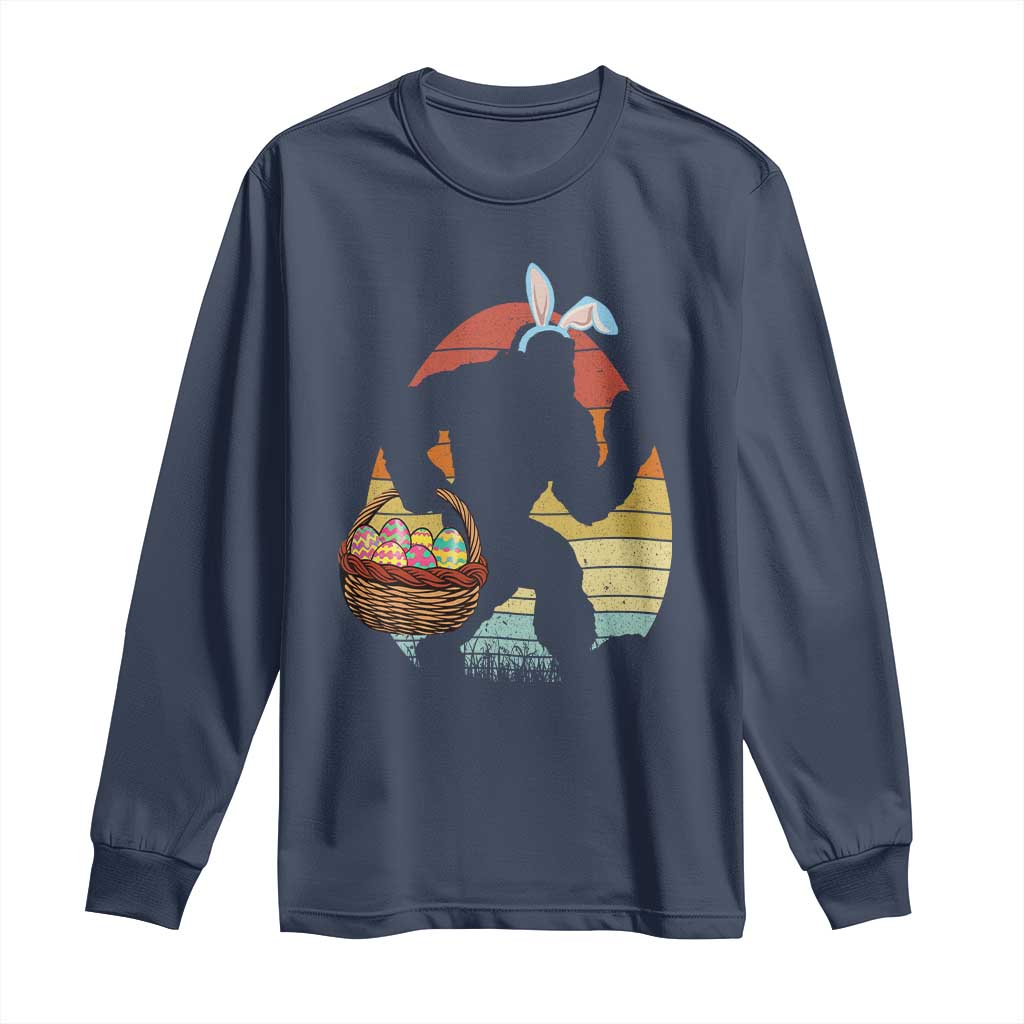 Bigfoot Easter Long Sleeve Shirt Bunny Sasquatch Eggs Retro - Wonder Print Shop
