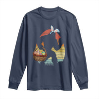 Bigfoot Easter Long Sleeve Shirt Bunny Sasquatch Eggs Retro - Wonder Print Shop