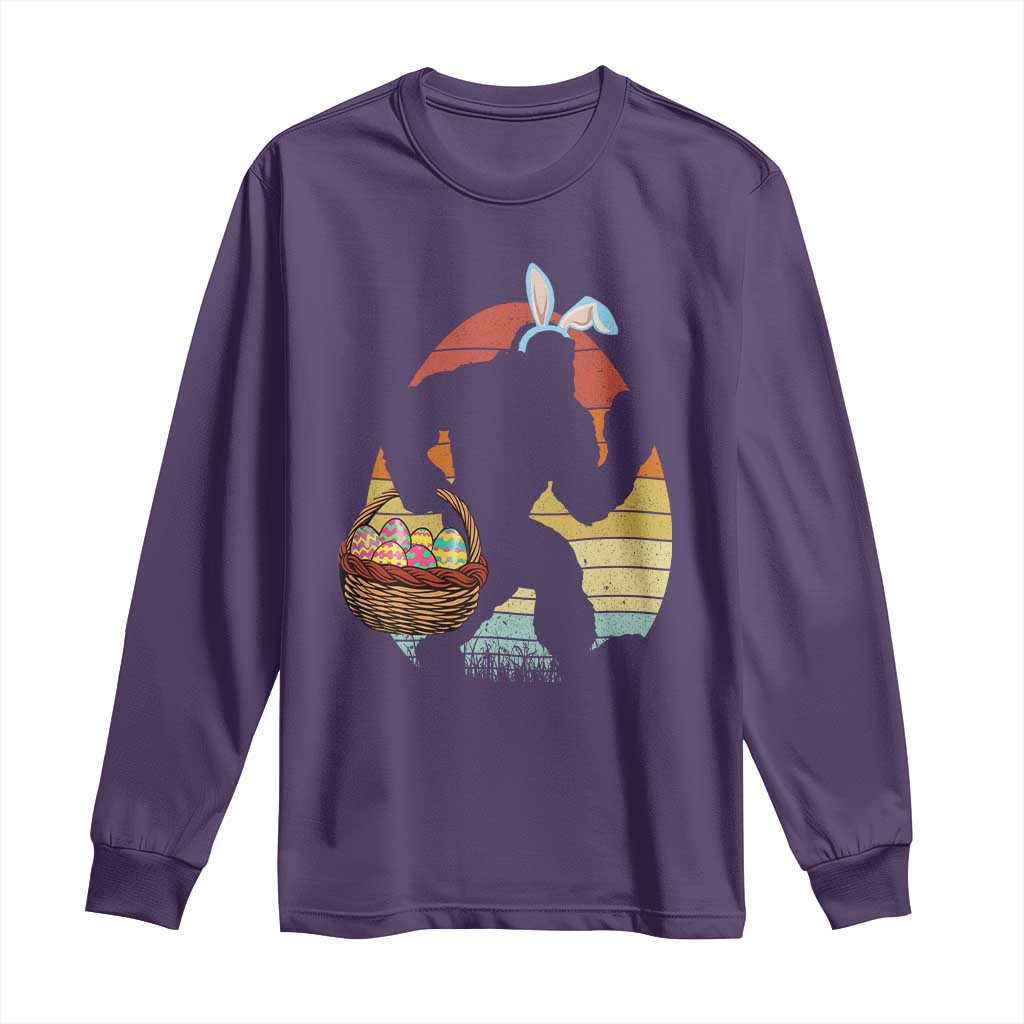 Bigfoot Easter Long Sleeve Shirt Bunny Sasquatch Eggs Retro - Wonder Print Shop