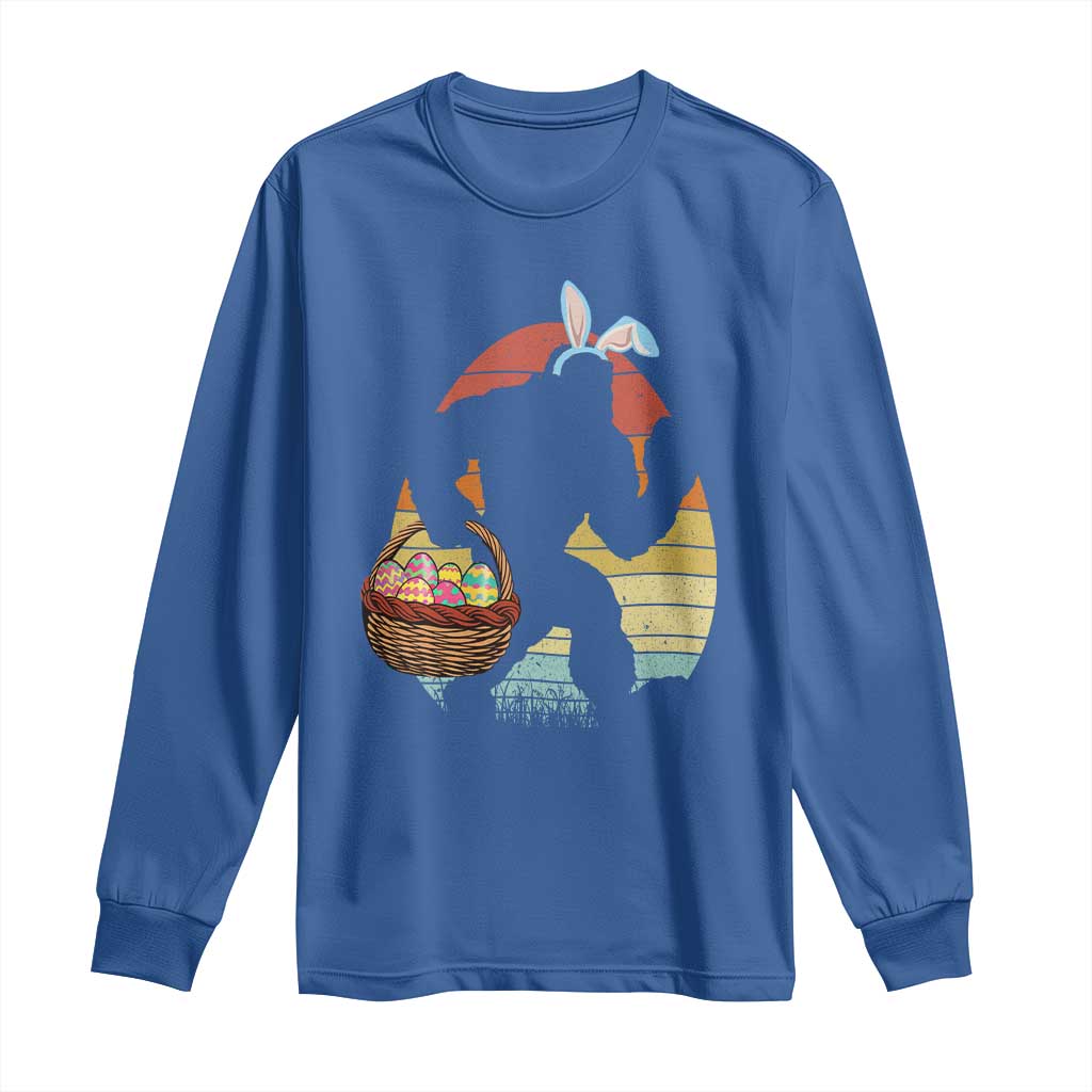 Bigfoot Easter Long Sleeve Shirt Bunny Sasquatch Eggs Retro - Wonder Print Shop