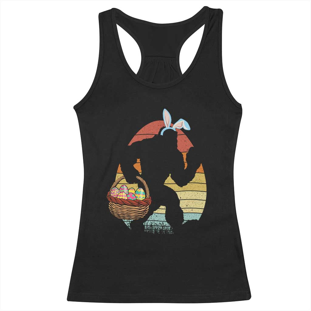 Bigfoot Easter Racerback Tank Top Bunny Sasquatch Eggs Retro - Wonder Print Shop