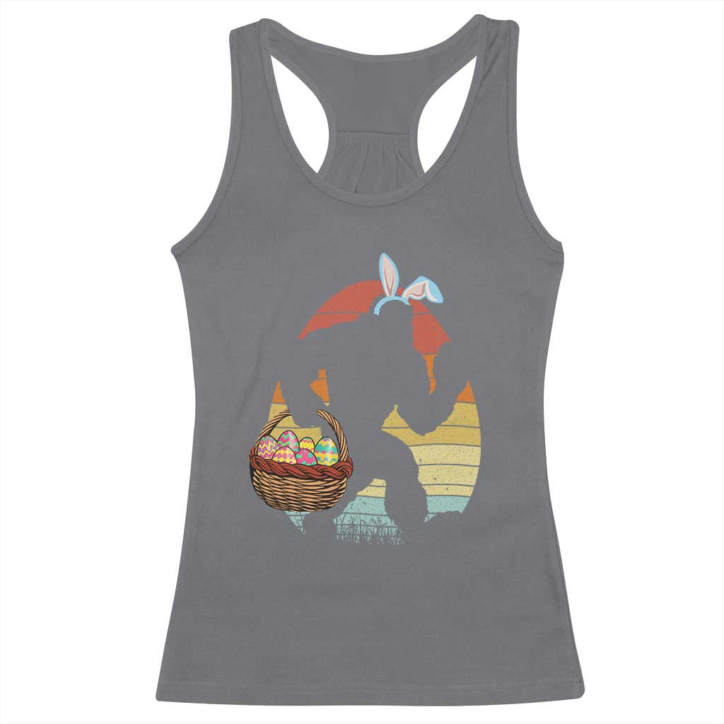 Bigfoot Easter Racerback Tank Top Bunny Sasquatch Eggs Retro - Wonder Print Shop