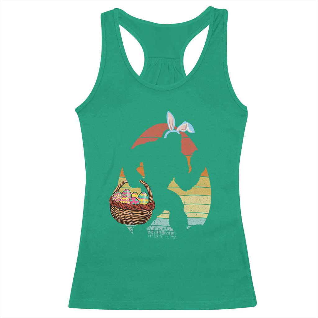 Bigfoot Easter Racerback Tank Top Bunny Sasquatch Eggs Retro - Wonder Print Shop