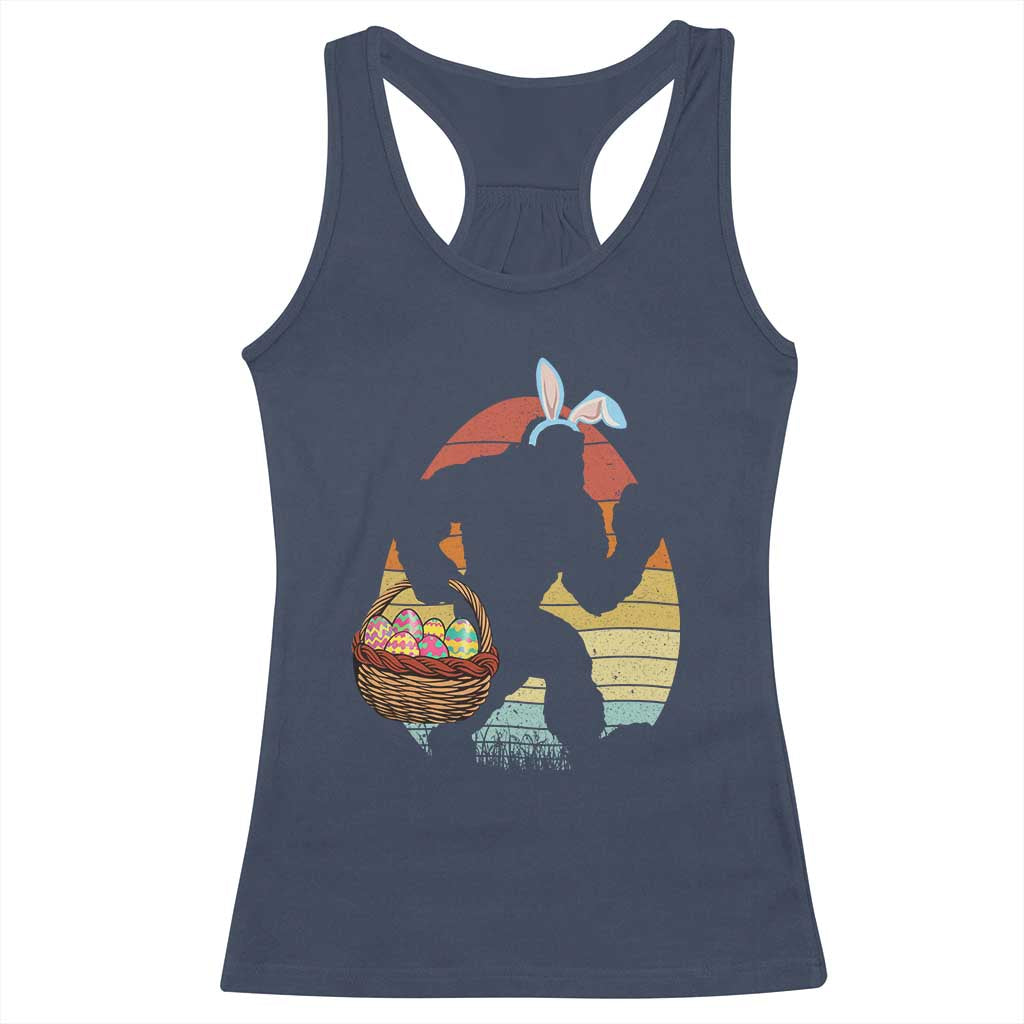 Bigfoot Easter Racerback Tank Top Bunny Sasquatch Eggs Retro - Wonder Print Shop