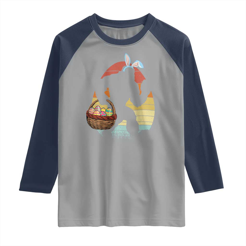 Bigfoot Easter Raglan Shirt Bunny Sasquatch Eggs Retro - Wonder Print Shop