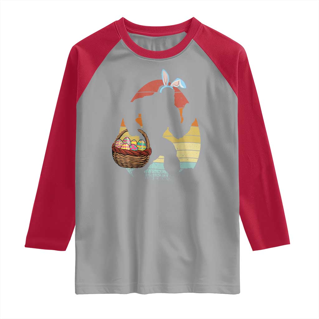 Bigfoot Easter Raglan Shirt Bunny Sasquatch Eggs Retro - Wonder Print Shop