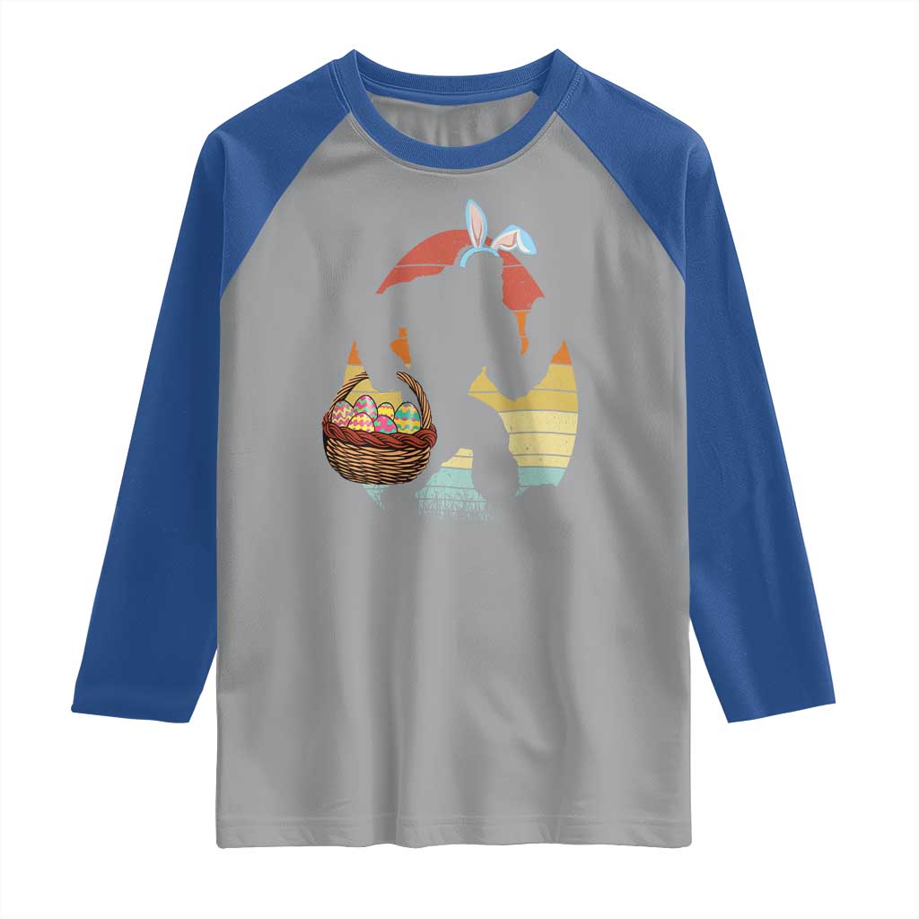 Bigfoot Easter Raglan Shirt Bunny Sasquatch Eggs Retro - Wonder Print Shop