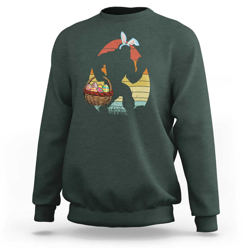 Bigfoot Easter Sweatshirt Bunny Sasquatch Eggs Retro - Wonder Print Shop