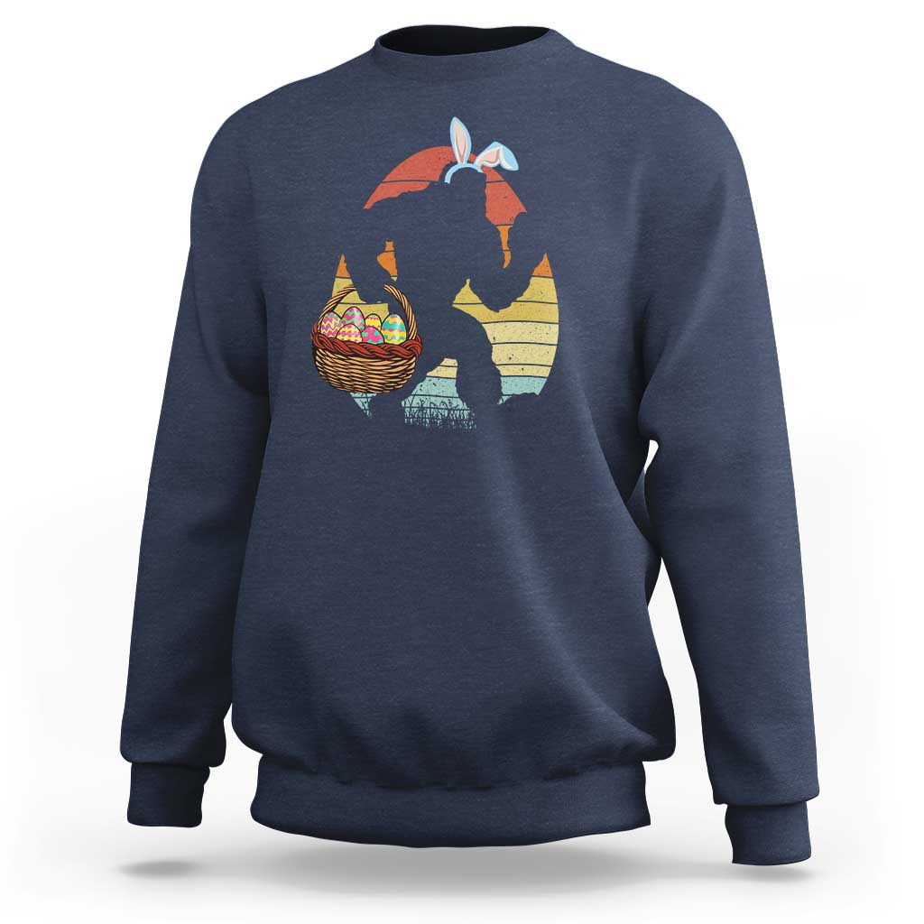 Bigfoot Easter Sweatshirt Bunny Sasquatch Eggs Retro - Wonder Print Shop