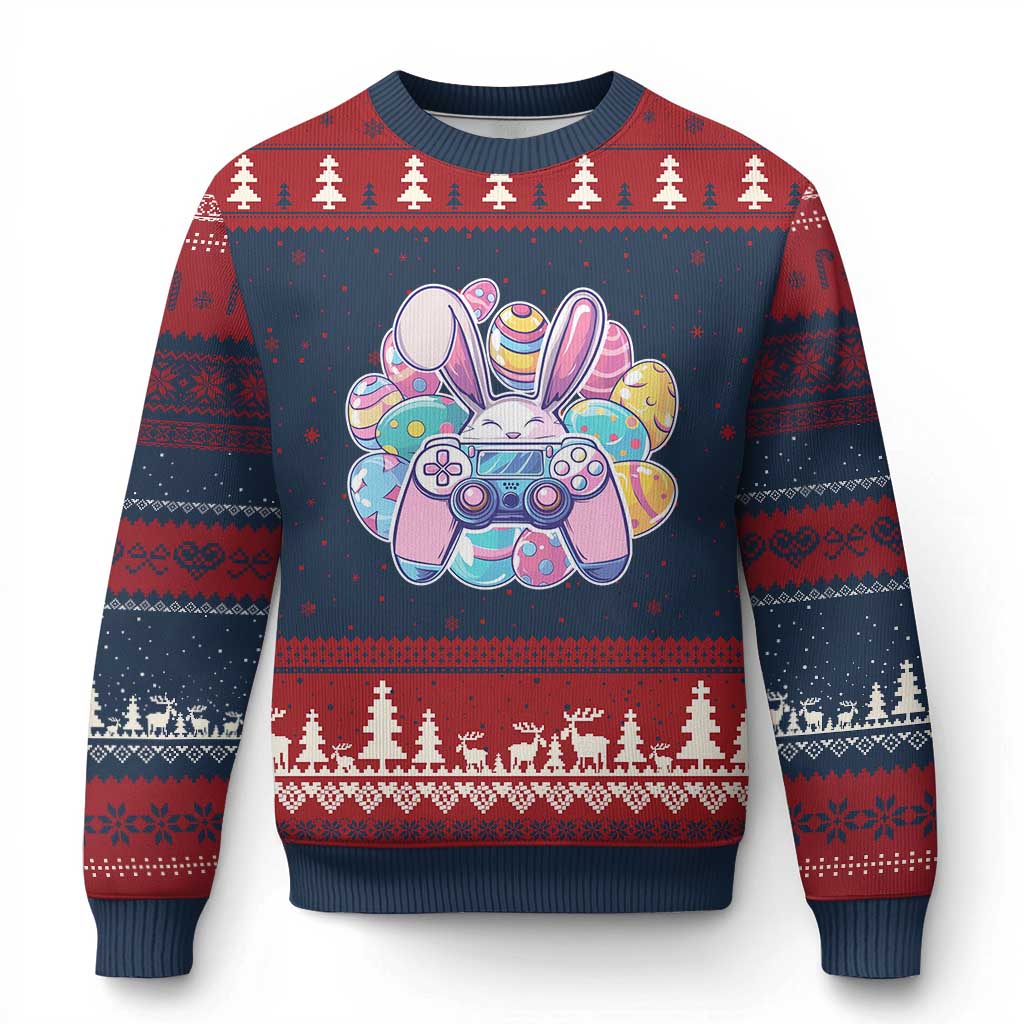Easter Video Game Ugly Christmas Sweater Cute Bunny Eggs Gaming Gamer - Wonder Print Shop