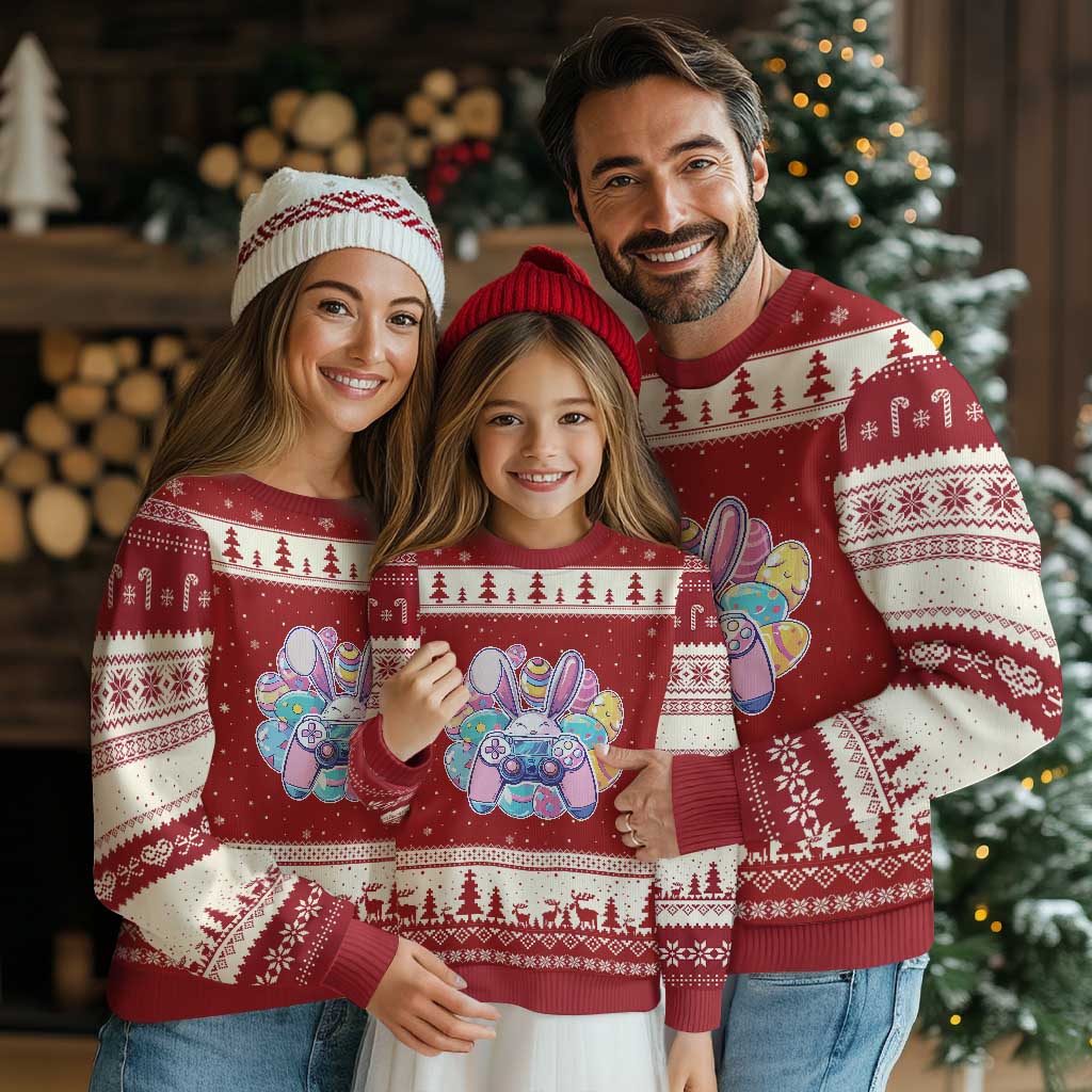 Easter Video Game Ugly Christmas Sweater Cute Bunny Eggs Gaming Gamer - Wonder Print Shop