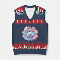 Easter Video Game V-Neck Knit Sweater Vest Cute Bunny Eggs Gaming Gamer - Wonder Print Shop