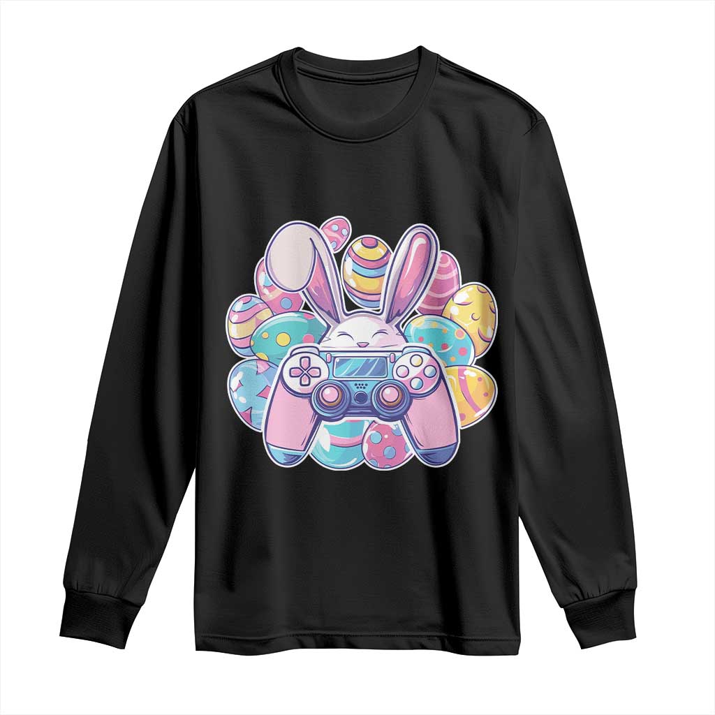 Easter Video Game Long Sleeve Shirt Cute Bunny Eggs Gaming Gamer - Wonder Print Shop