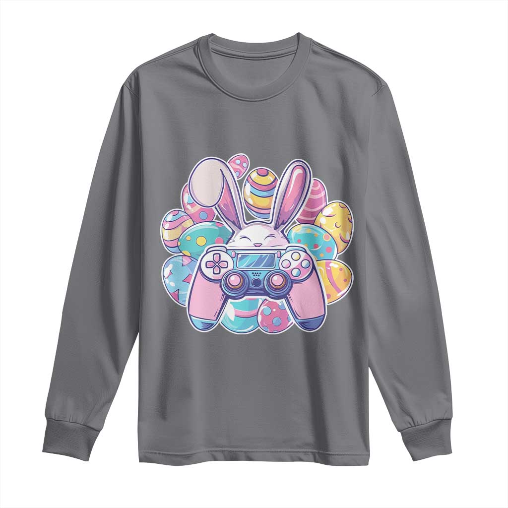 Easter Video Game Long Sleeve Shirt Cute Bunny Eggs Gaming Gamer - Wonder Print Shop