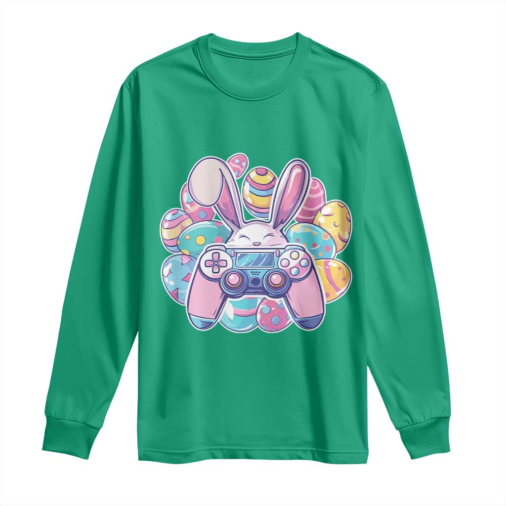 Easter Video Game Long Sleeve Shirt Cute Bunny Eggs Gaming Gamer - Wonder Print Shop