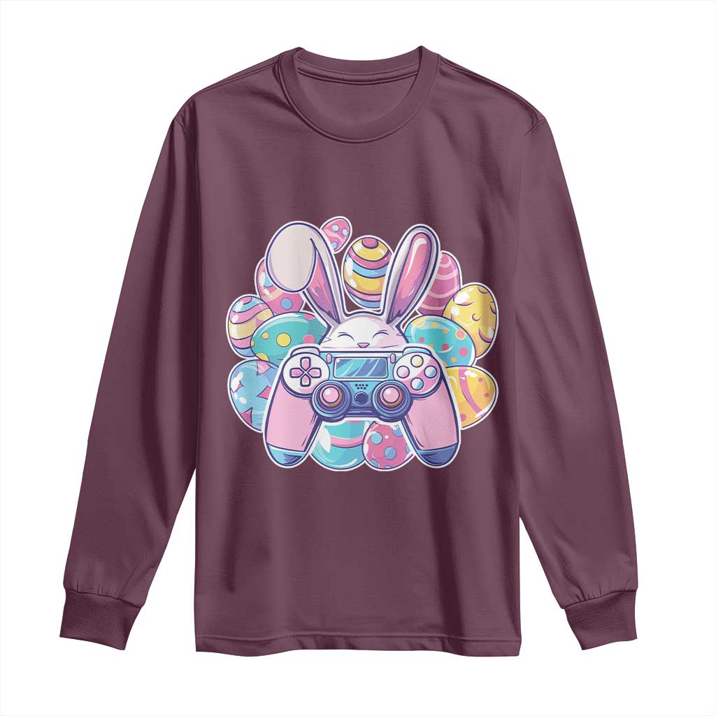 Easter Video Game Long Sleeve Shirt Cute Bunny Eggs Gaming Gamer - Wonder Print Shop