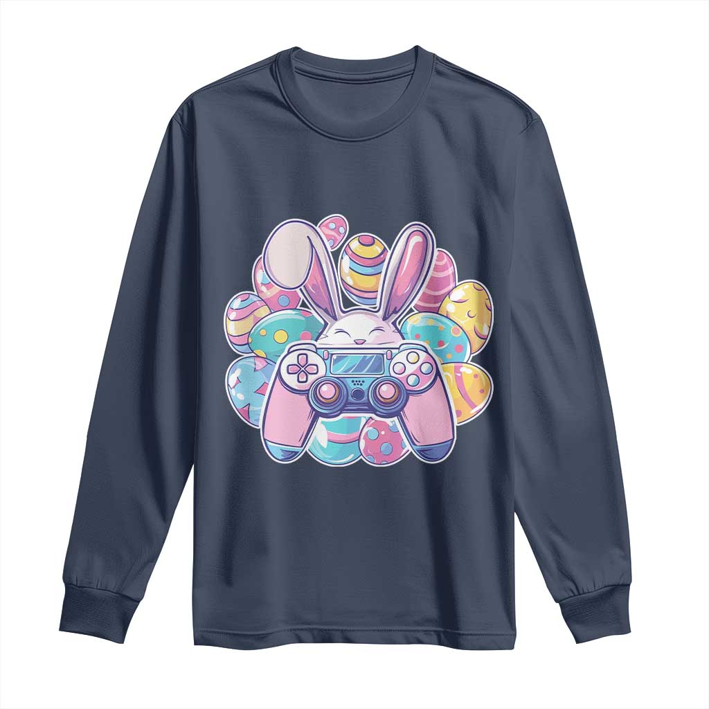 Easter Video Game Long Sleeve Shirt Cute Bunny Eggs Gaming Gamer - Wonder Print Shop