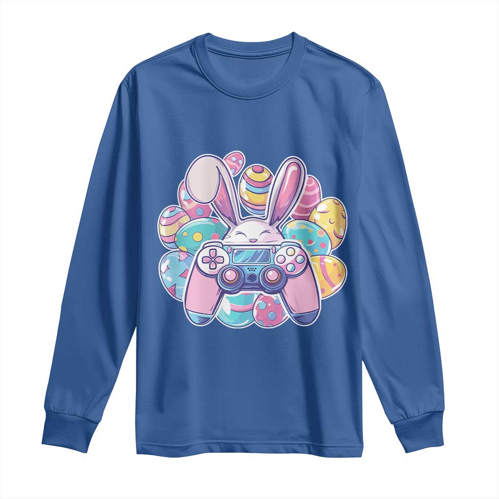 Easter Video Game Long Sleeve Shirt Cute Bunny Eggs Gaming Gamer - Wonder Print Shop
