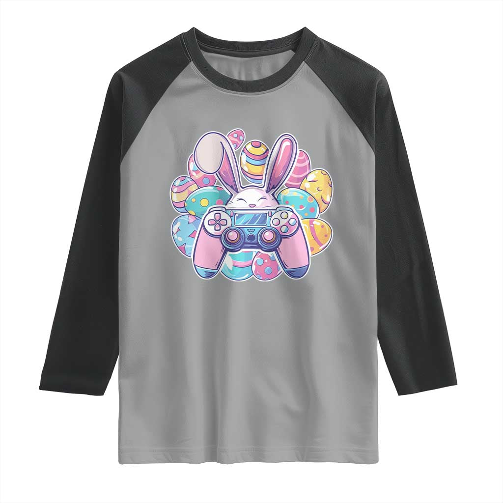 Easter Video Game Raglan Shirt Cute Bunny Eggs Gaming Gamer - Wonder Print Shop