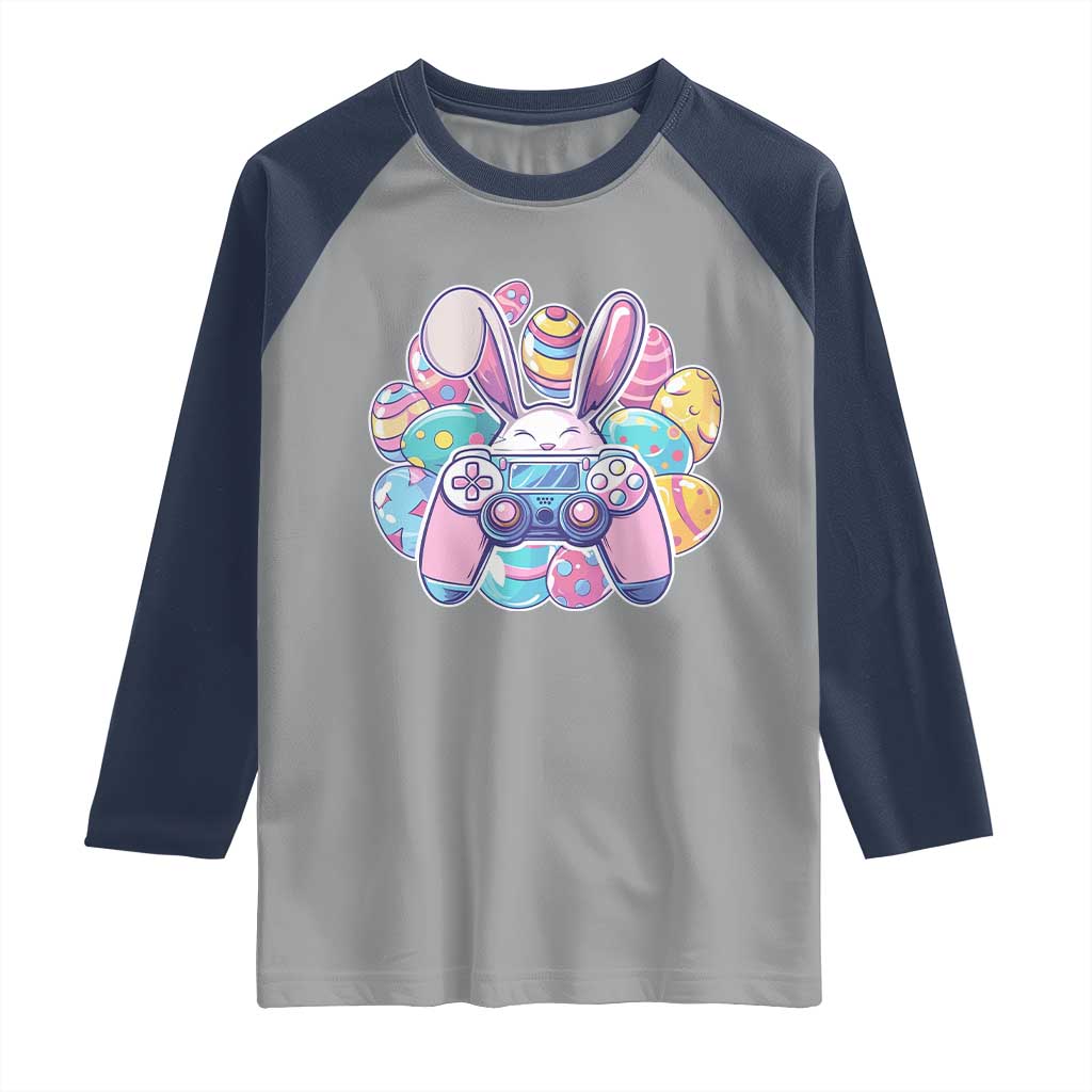 Easter Video Game Raglan Shirt Cute Bunny Eggs Gaming Gamer - Wonder Print Shop