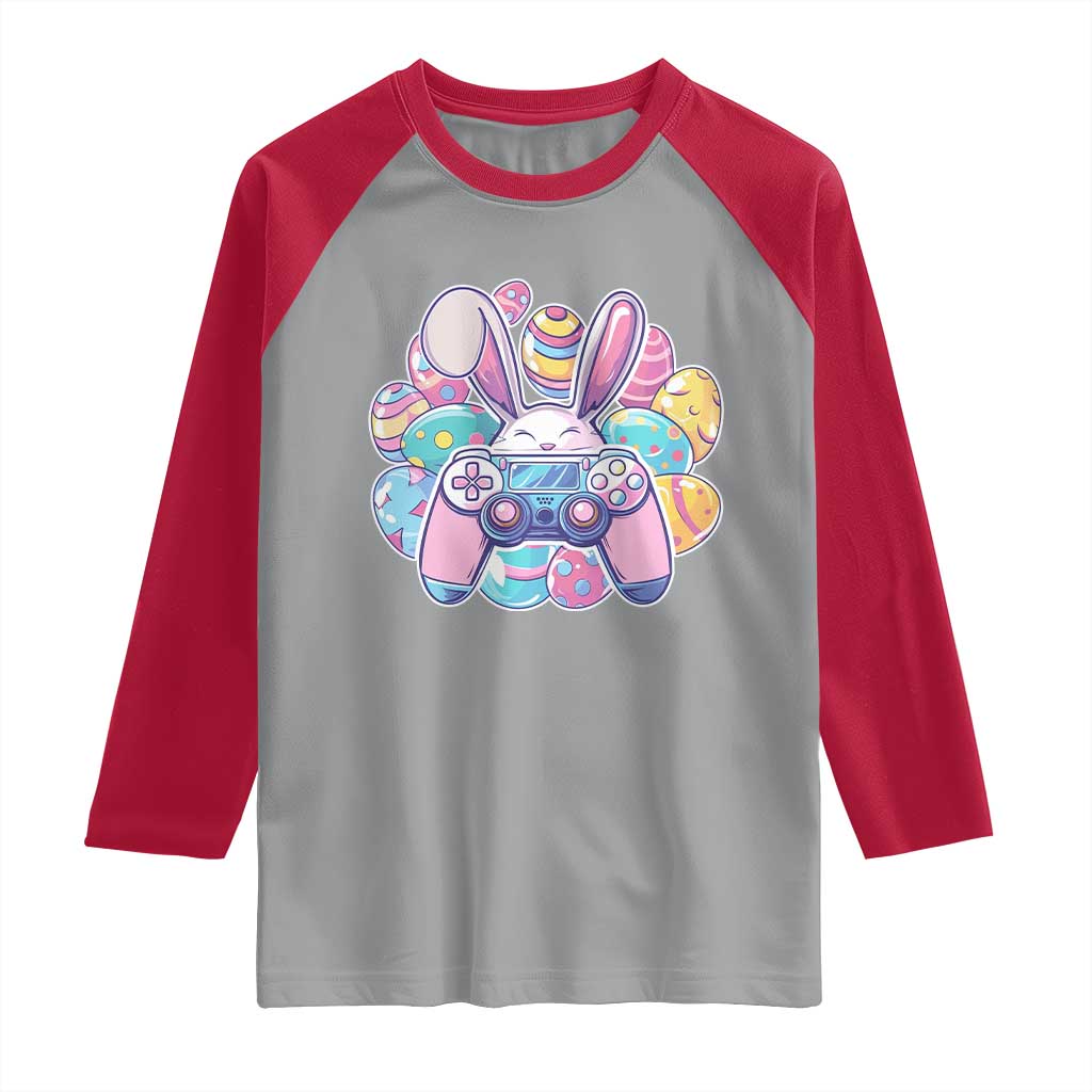 Easter Video Game Raglan Shirt Cute Bunny Eggs Gaming Gamer - Wonder Print Shop