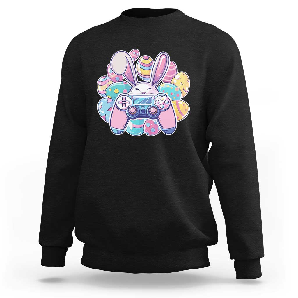 Easter Video Game Sweatshirt Cute Bunny Eggs Gaming Gamer - Wonder Print Shop