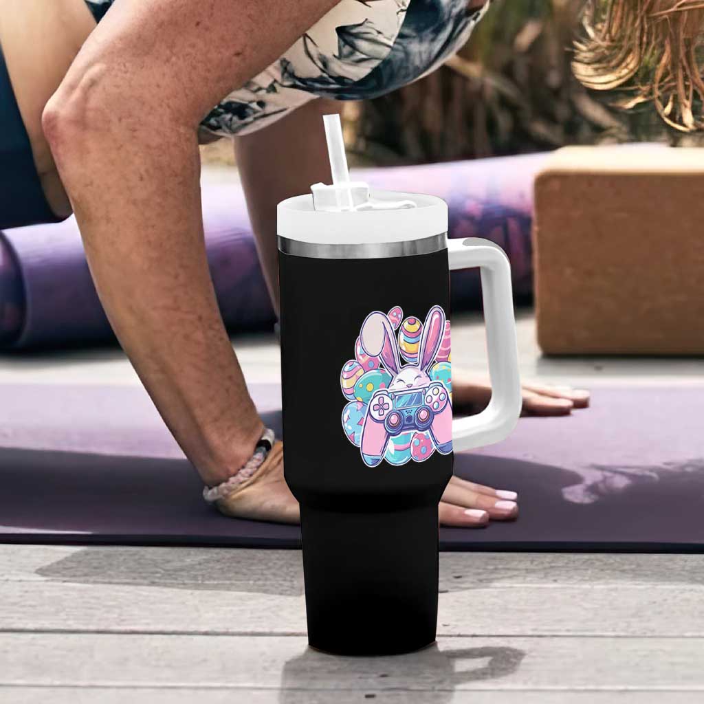 Easter Video Game Tumbler With Handle Cute Bunny Eggs Gaming Gamer - Wonder Print Shop