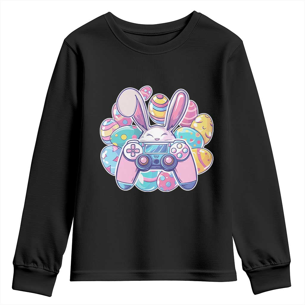 Easter Video Game Youth Sweatshirt Cute Bunny Eggs Gaming Gamer - Wonder Print Shop