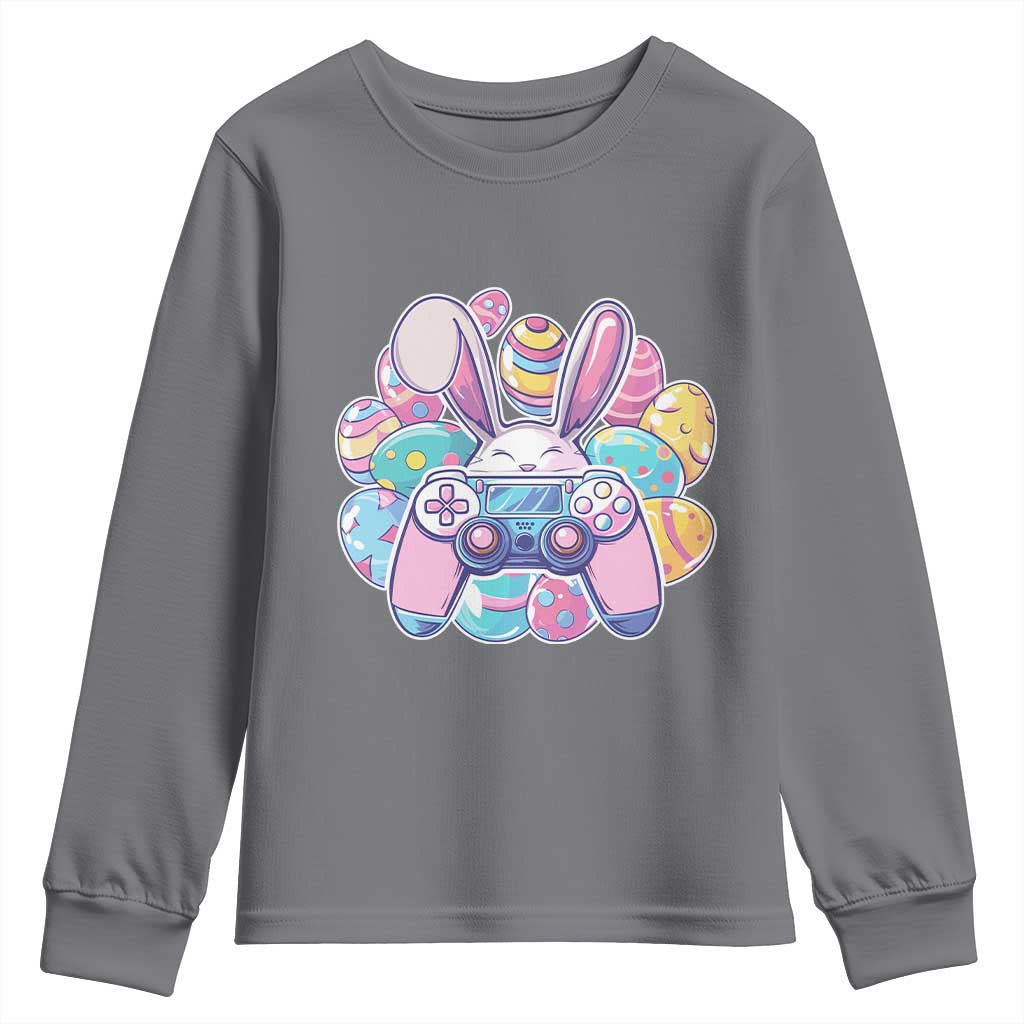 Easter Video Game Youth Sweatshirt Cute Bunny Eggs Gaming Gamer - Wonder Print Shop