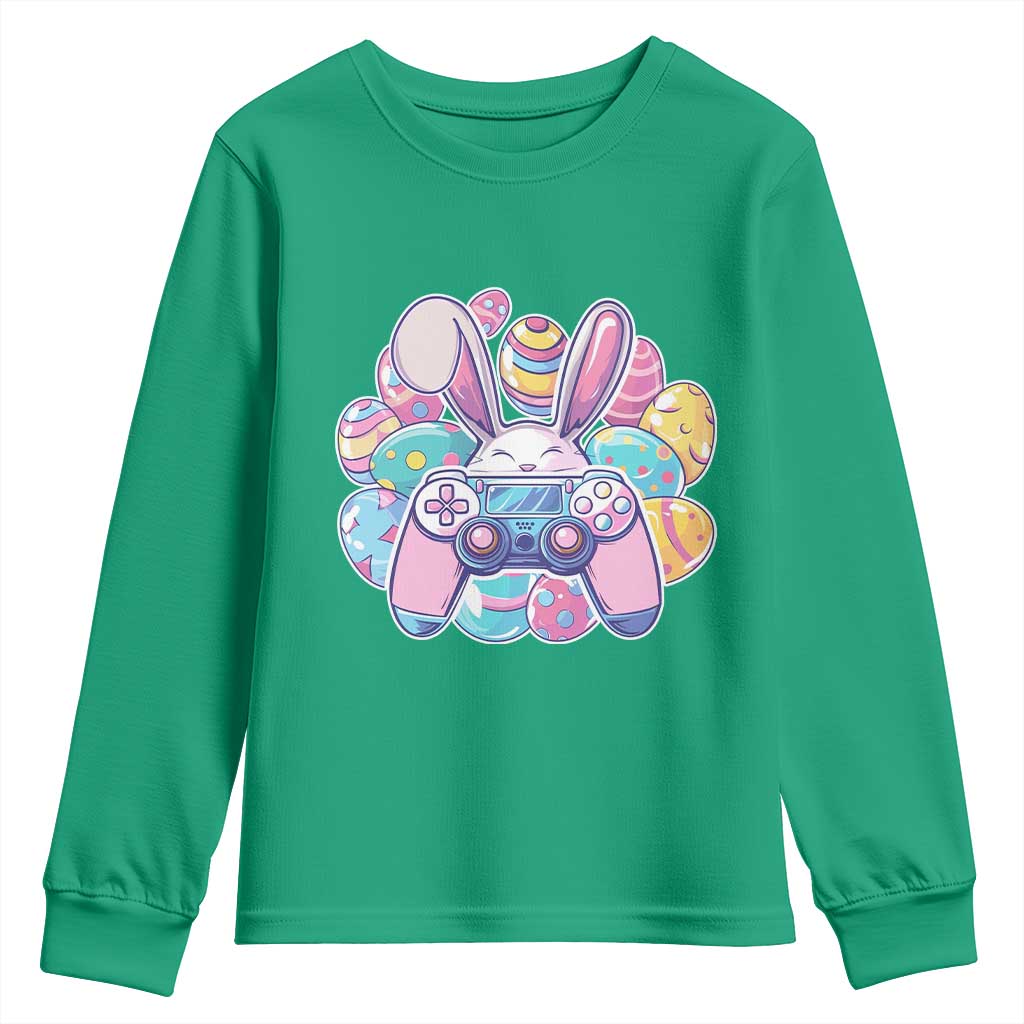 Easter Video Game Youth Sweatshirt Cute Bunny Eggs Gaming Gamer - Wonder Print Shop